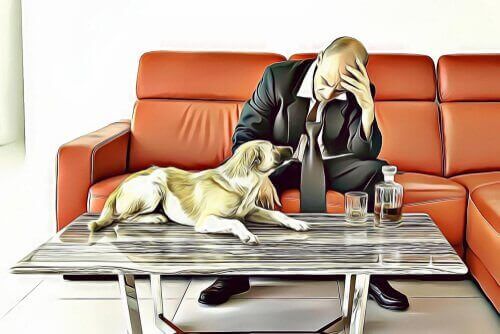 ayrılık sonrası üzgün adam ve köpeği